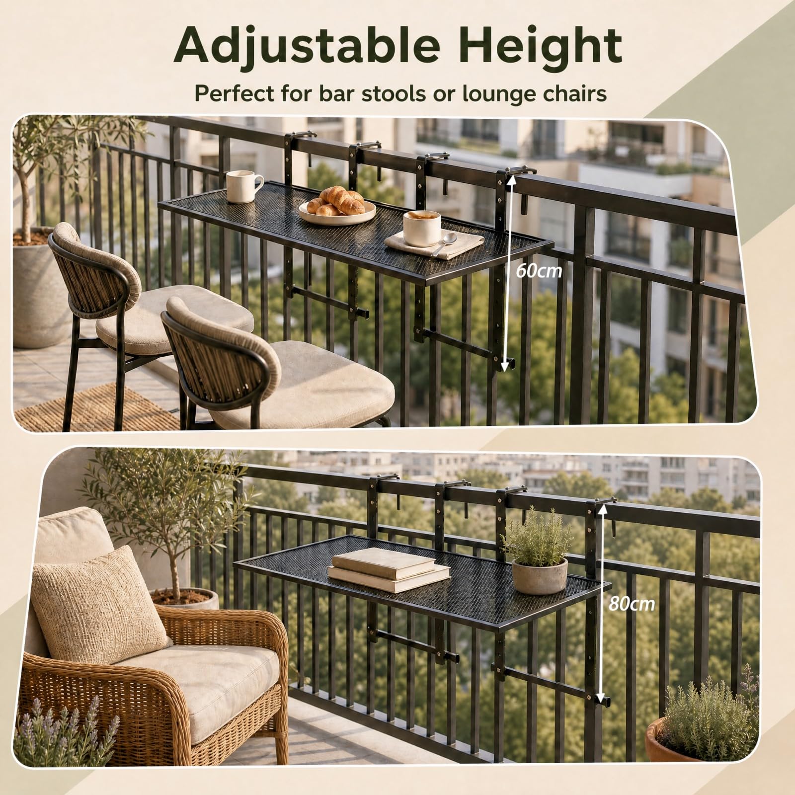 GOPLUS Lot de 2 Tables de Balcon, Style Moderne pour Patio/Terrasse/Jardin