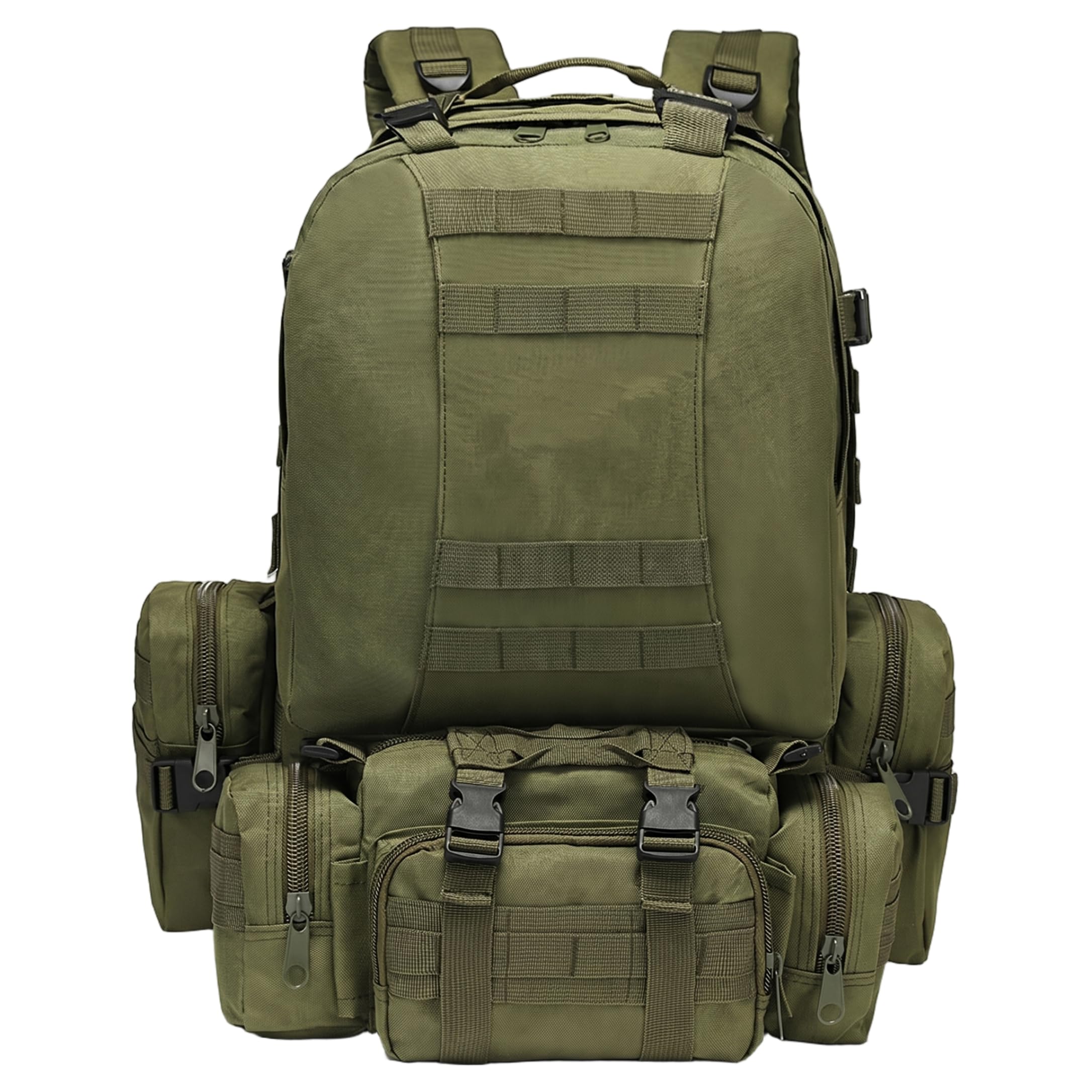 Zaino da trekking e da campeggio impermeabile espandibile da 65 litri con tasche multiple per donna e uomo, verde