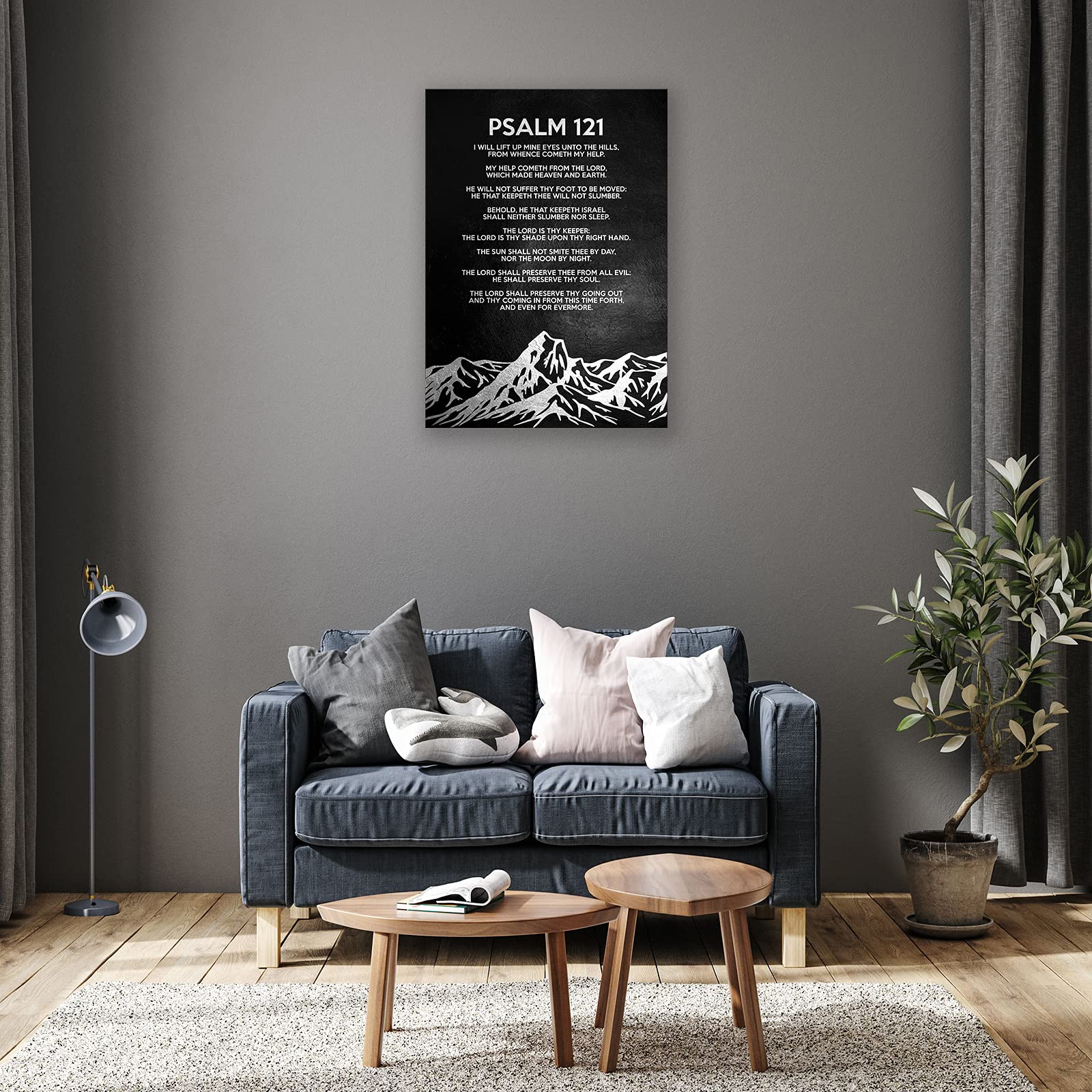 Palma 121 płótno cytaty sztuka ścienna plakat drukowane zdjęcia inspirująca dekoracja 'I Will Lift Up Mine Eyess' czarna grafika nowoczesny obraz do salonu oprawiony 16 x 24 cale (40 x 60 cm)