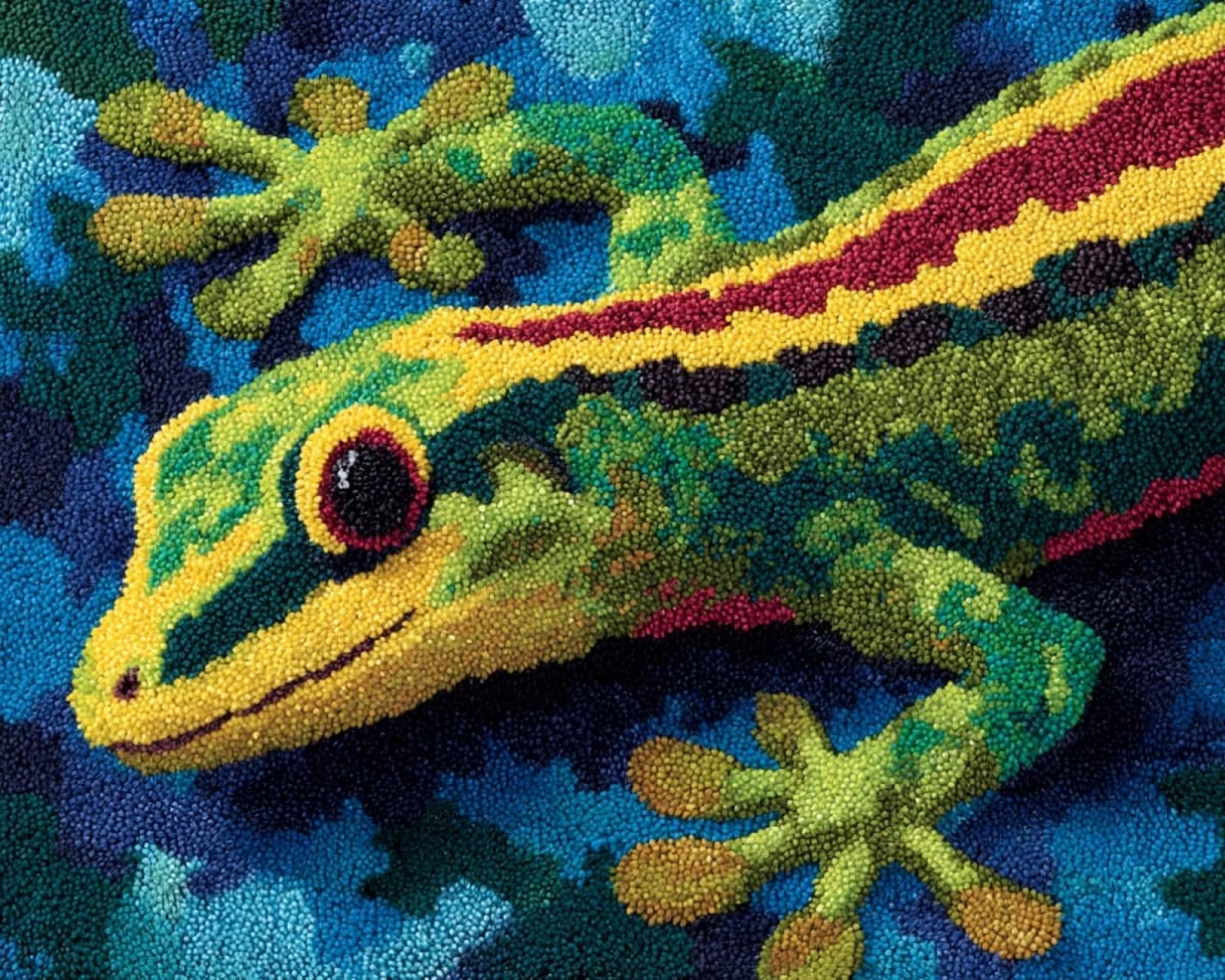 Wallphantom Latch Hook Rug Kit for Adults,Animal Lizard,Printed Canvas Crochet Yarn Floor Mat Embroidery DIY Hook and Latch Kit Carpet for Christmas Decoration,52x38cm