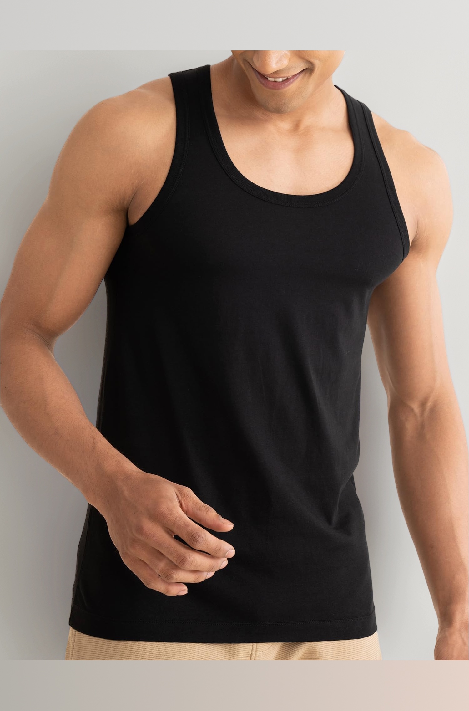 Neo-Cotton Round Neck Vest for Man, Anti-Bacterial, Shape Retaining Vest, 100% Cotton Banyan for Men, Buttery Soft Inner Baniyan