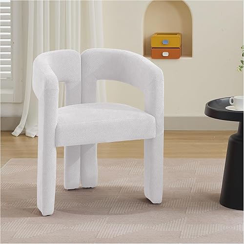 Miniatura 18 de Juego de 4 sillas de comedor modernas de barril, silla de comedor tapizada en lino con patas de madera, sillas decorativas con brazos, cómodas