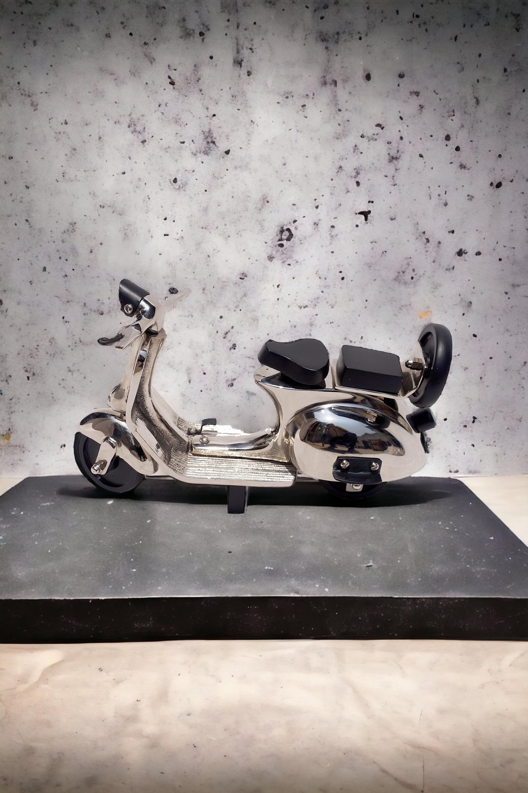 TrenDec Silver Finish Scooter Antique Design Look HomeOffice Tabletop Decoration.