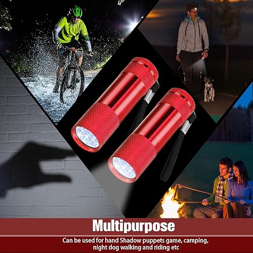Vista 20 de VIHOSE 20 mini linternas a granel, luz flash de mano de aluminio brillante con cordón, pequeñas linternas LED para lectura nocturna, emergencia