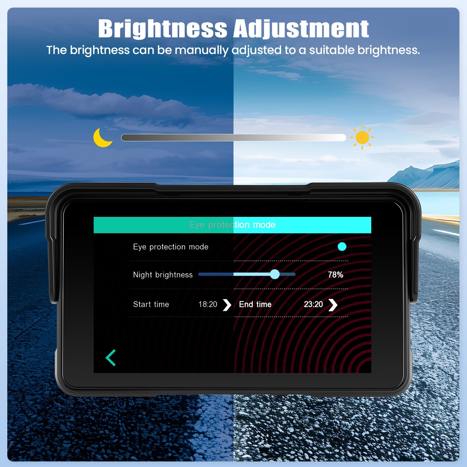 SIXTOP Écran Tactile sans Fil CarPlay et Android Auto pour Moto, 5" Écran Tactile, IP68 Étanche, Écran Portable pour Moto avec Réglage de la Luminosité, Détection de la Pression des pneus