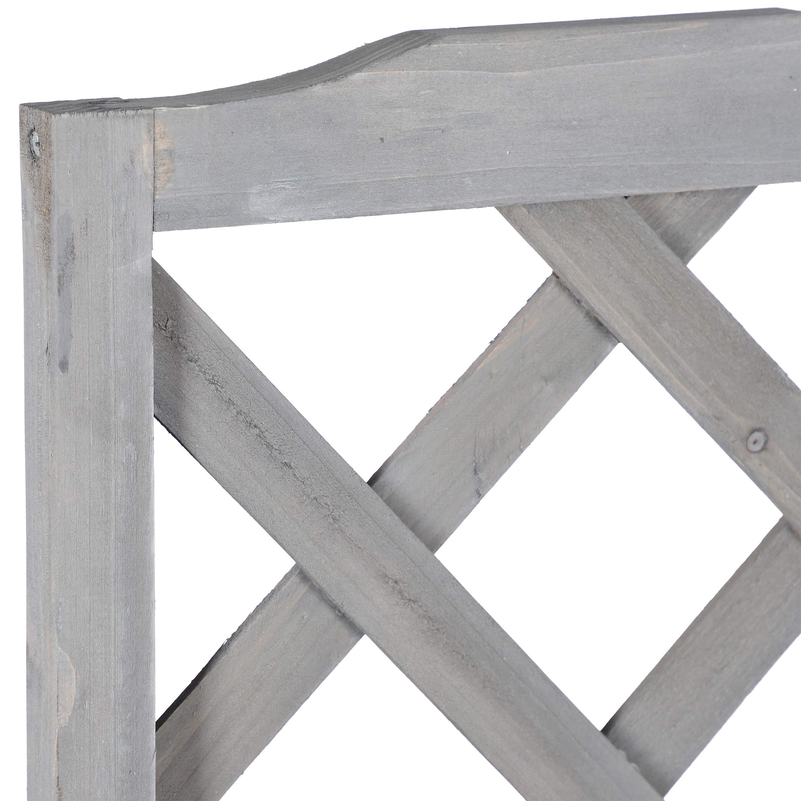 relaxdays Piante con Graticolato, Impermeabile, in Legno, per Balcone Giardino Vaso 25 l e Griglia 147 cm, Grigio