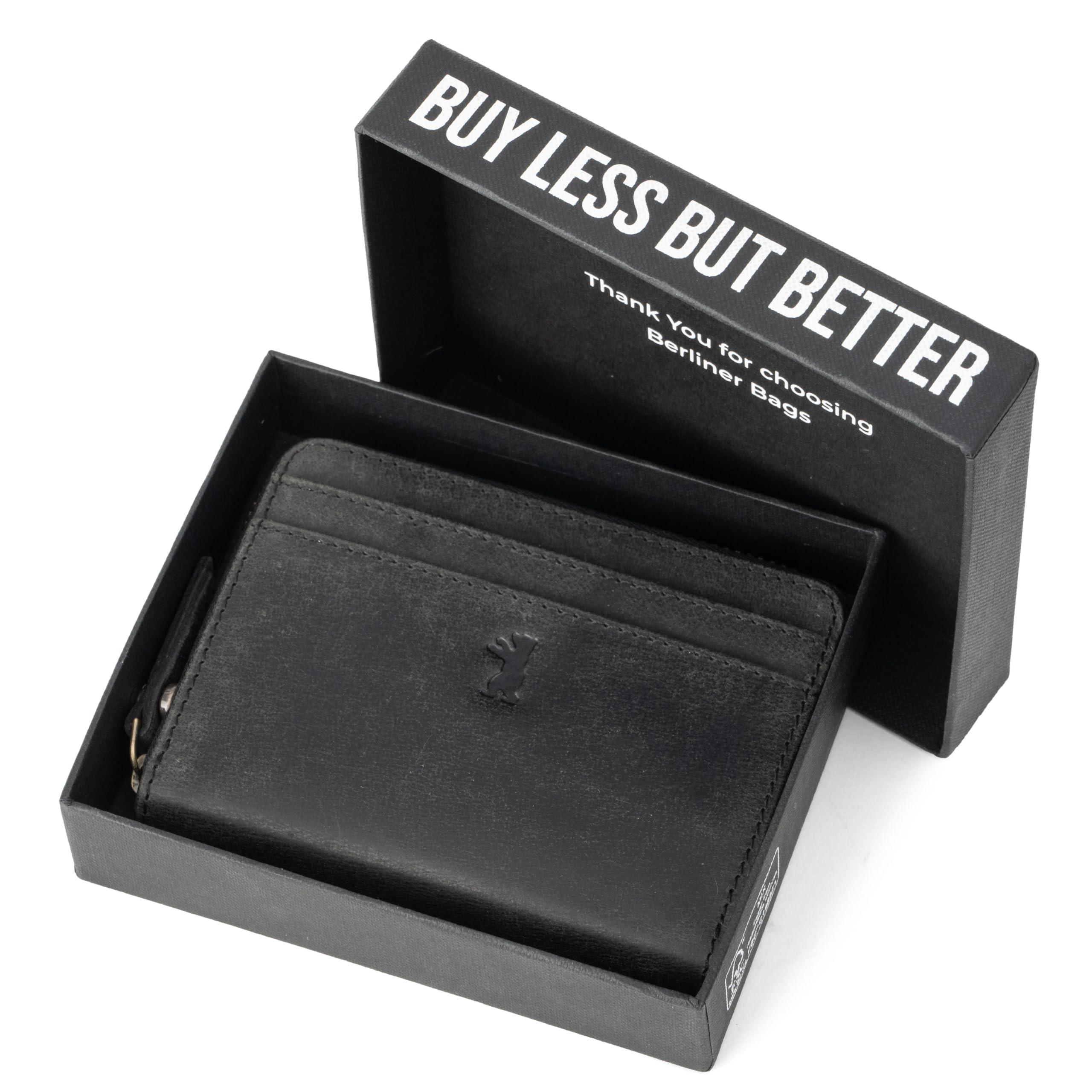 Berliner Bags Portefeuille vintage ELSA - Petit portefeuille pour femme - En cuir - Avec protection RFID certifiée TÜV - Avec boîte cadeau - Gris foncé