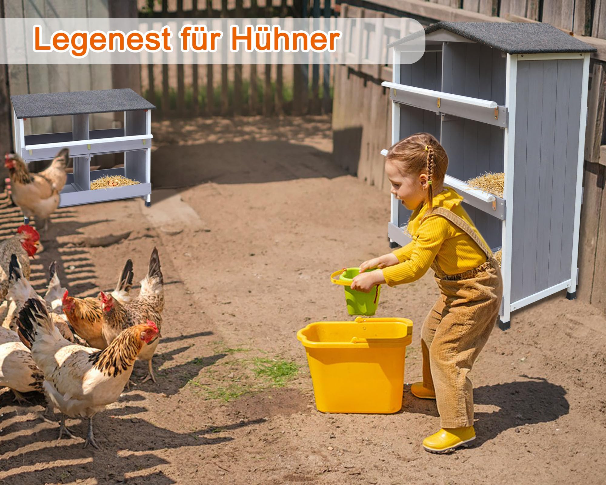 Legenester für Hühner, Hühnernest mit geneigtem Boden, mit Lüftungslöchern, Leichte Reinigung, 6 Abteile Hühnerstall Winterfest LxBxH 100 x 38 x 82 cm, Legkammer