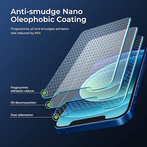 Miniatura 3 de ORIbox Protector de pantalla de vidrio para iPhone 13 y iPhone 13 Pro, 3 paquetes de protección ocular antiarañazos, protector de pantalla de vidrio