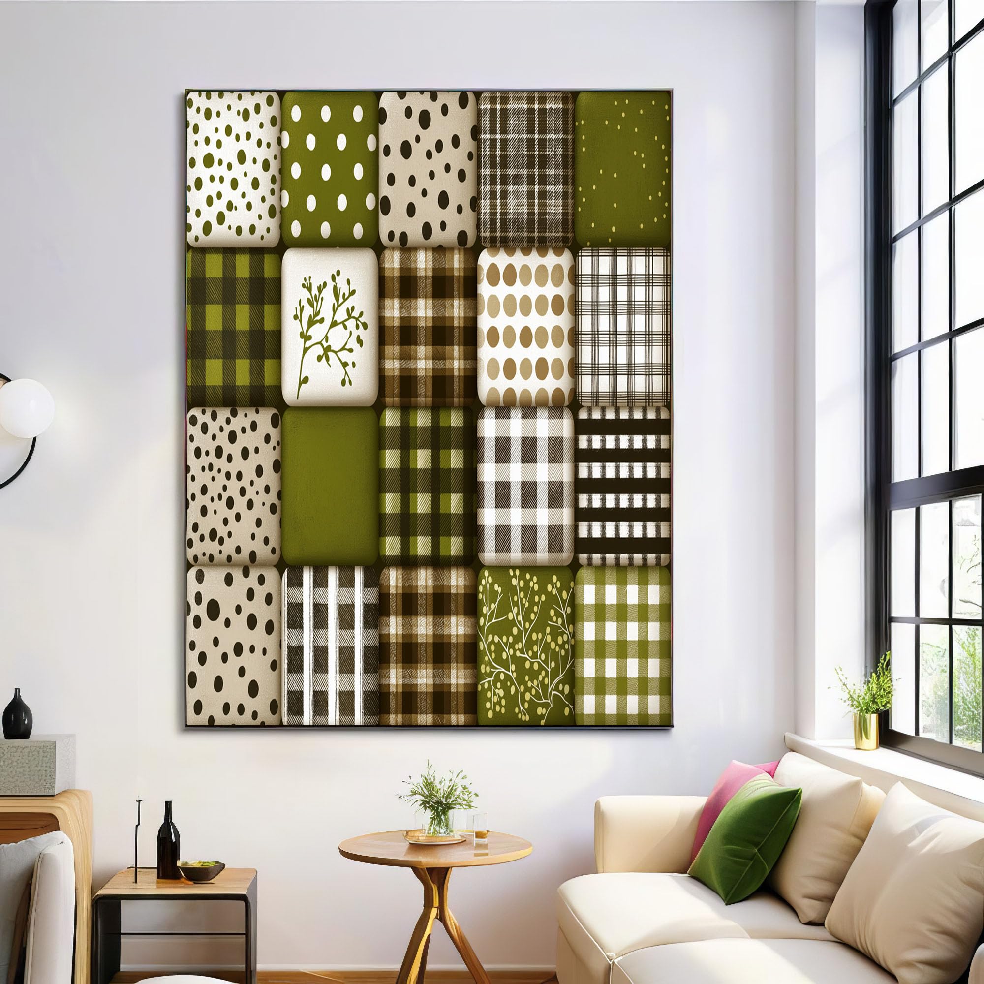 Cuadros lunares retro en lienzo beige de 60x90cm para un salón moderno 7