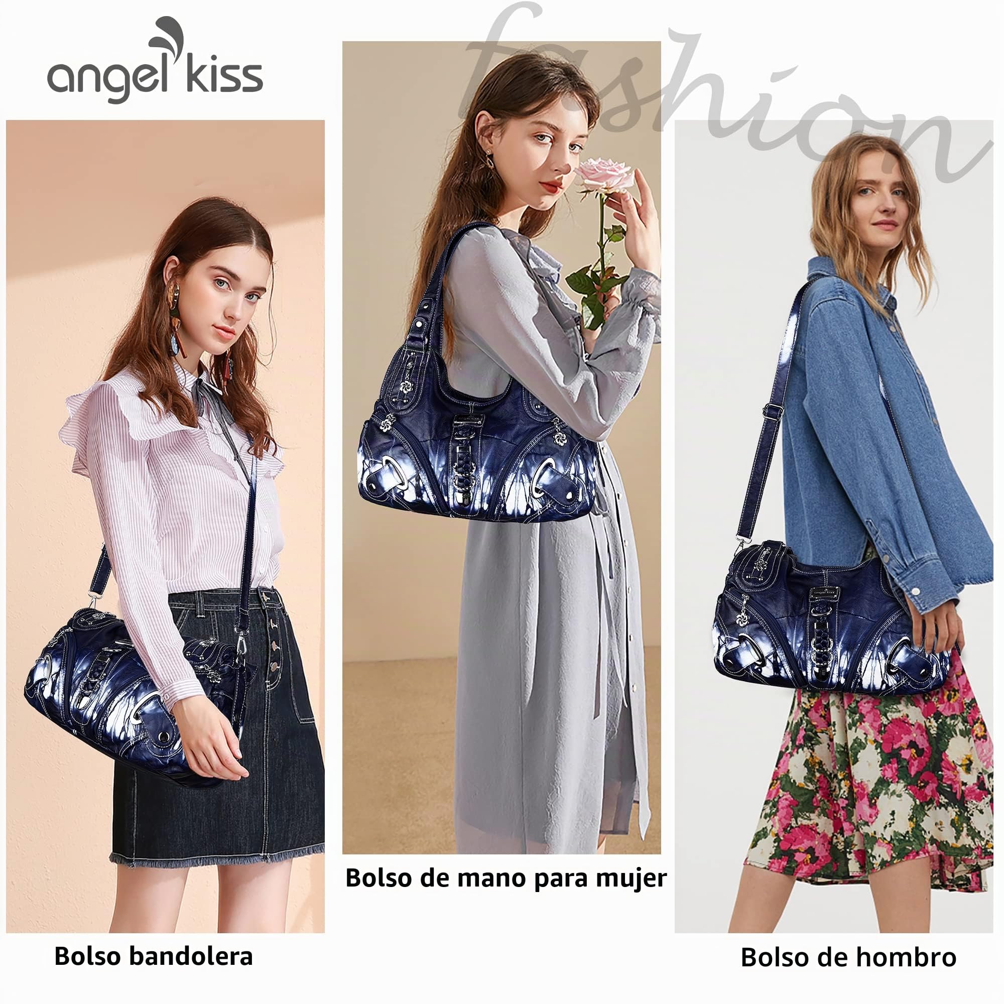 Angelkiss Hobo, bolsos y bolsos de mano para mujer, bolso escolar, bolso de mano, grandes bolsos de hombro diarios