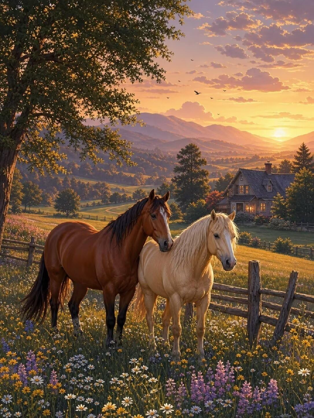 Diamond Painting Caballos, Manualidad Creativa y Relajante 80x100cm C8-318