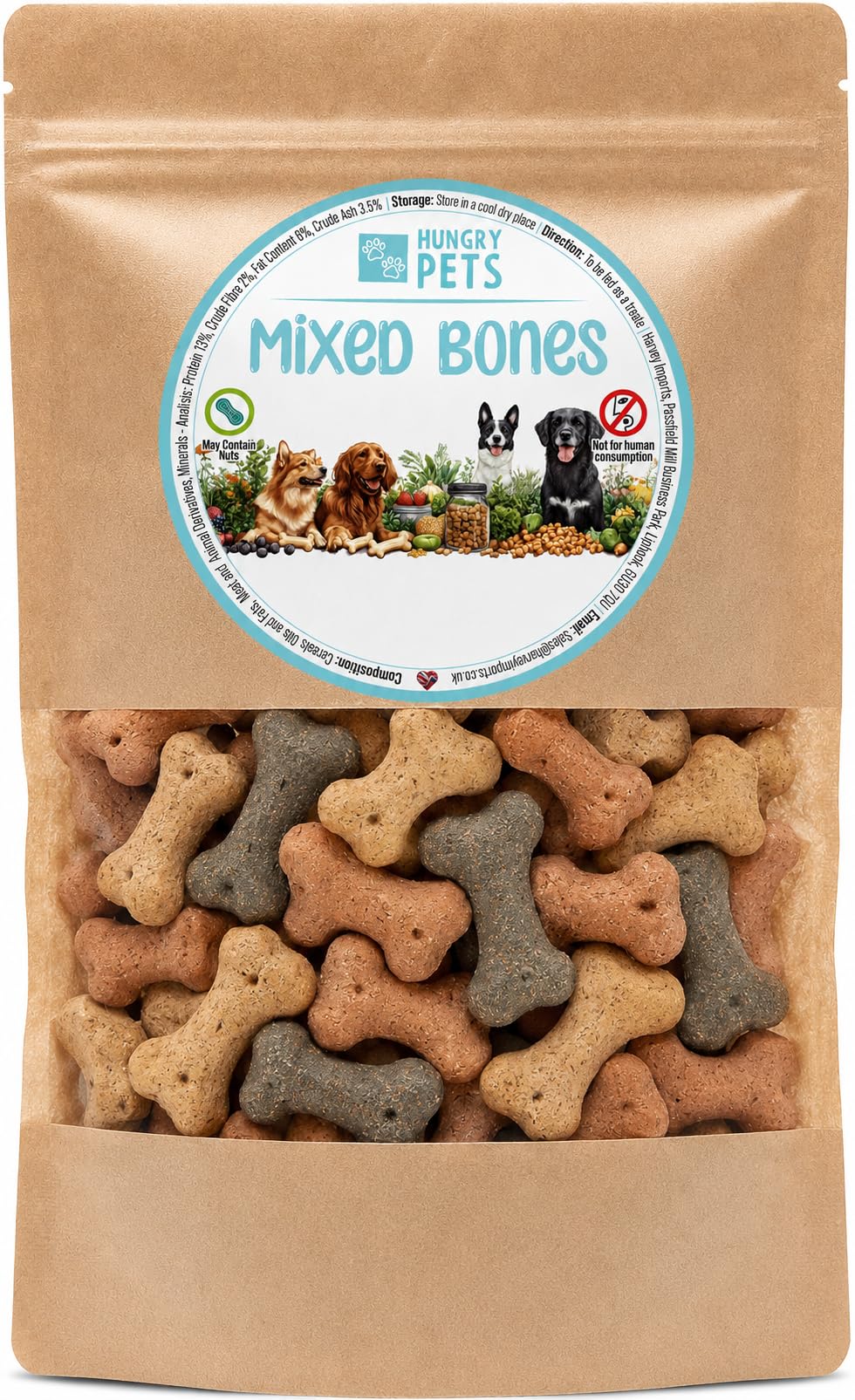 Hungry Pets Assorted Mini Bones Dog Biscuits, 200g