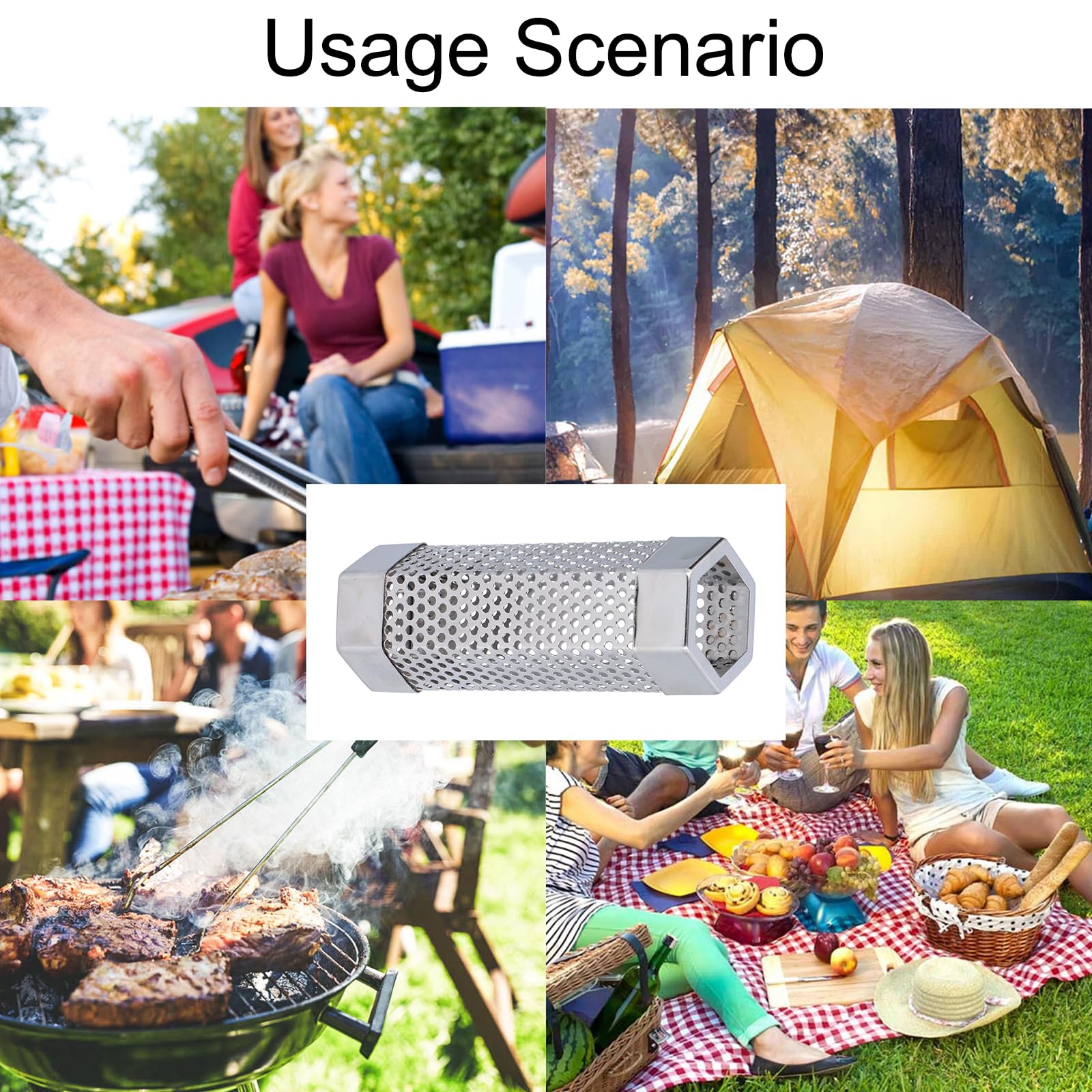 Tubo e Affumicatore per Barbecue e Affumicatore, BBQ in Pellet, Griglia Tubo, Acciaio Inox per Barbecue a Gas, Elettrico e a Carbone