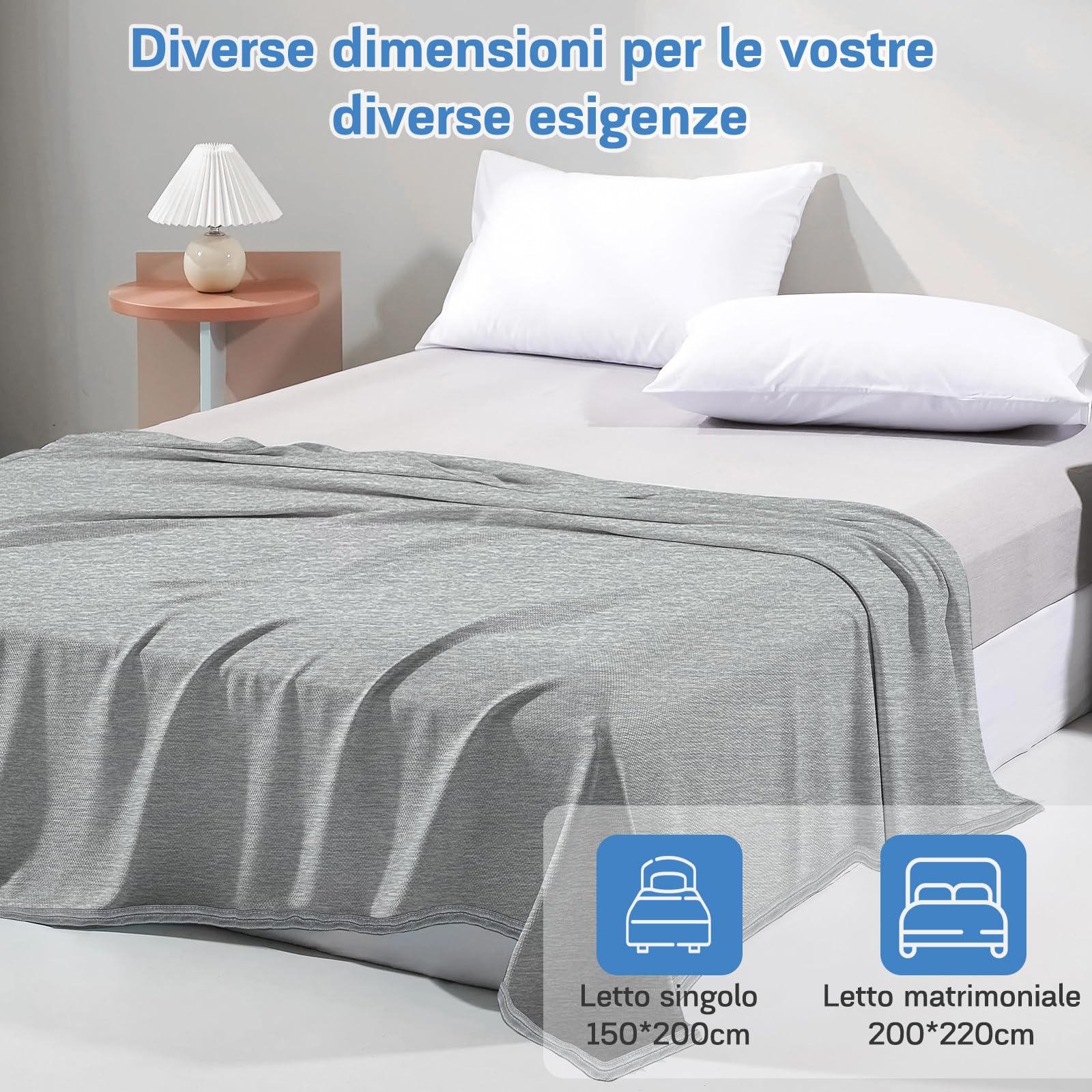 Coperte rinfrescanti per chi soffre il caldo,coperta estiva leggera da 150 * 200 cm con fibre refrigeranti Arc-Chill Q-Max>0,45,doppia faccia 2 in 1 coperta per bambini,coperta da soggiorno divano