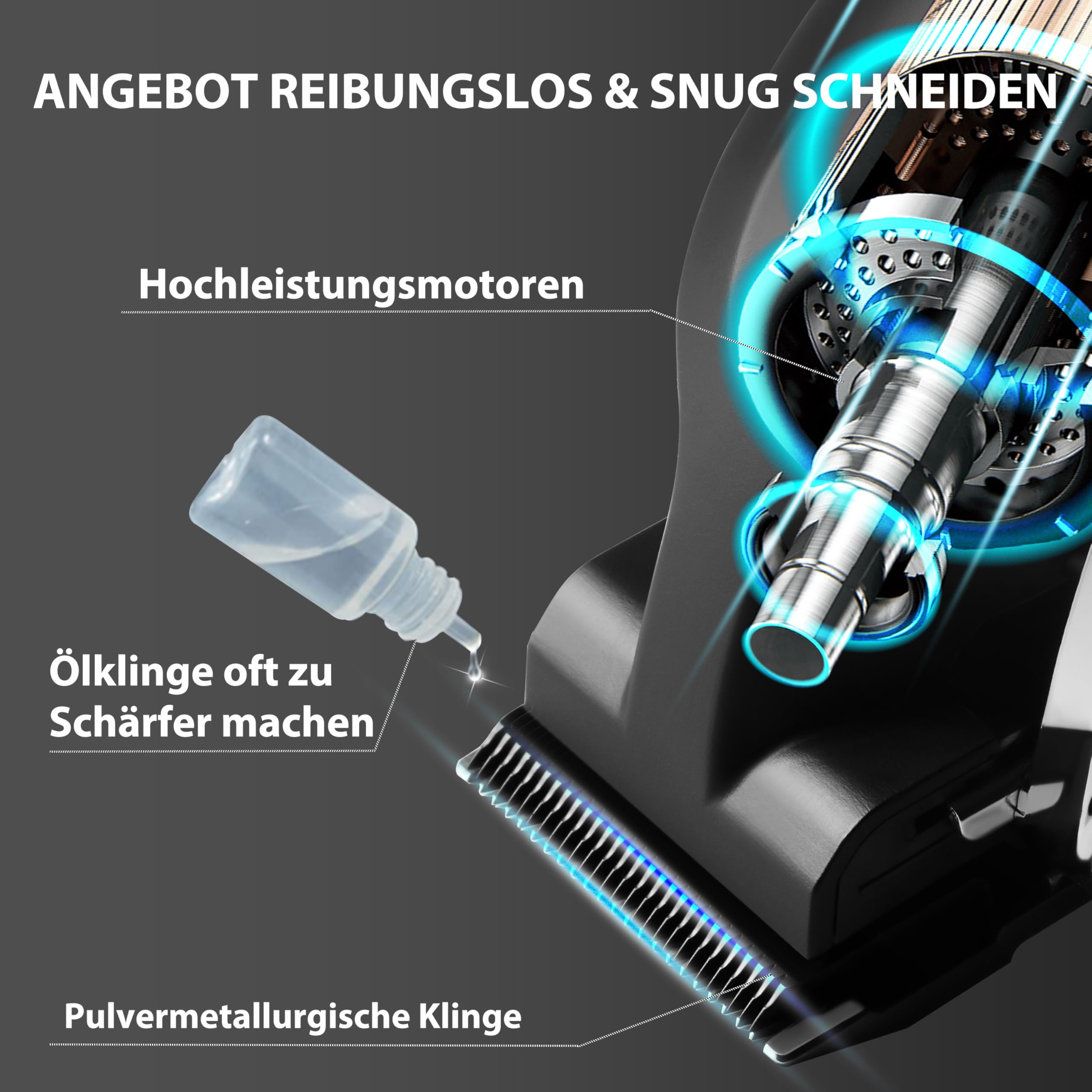 KEME Ihaarschneidemaschine und Barttrimmer Set profi, Barbierschere zum Haareschneiden, Elektrische Trimmer für Männer, T Blade Grooming Kit mit 11 Führungskämmen für die Familie