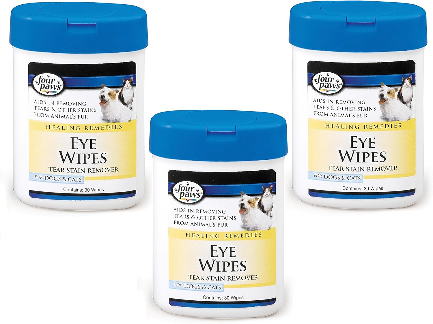 90Count Four Paws Dog and Cat Eye Wipes (3 Packages with 30 Wipes each)