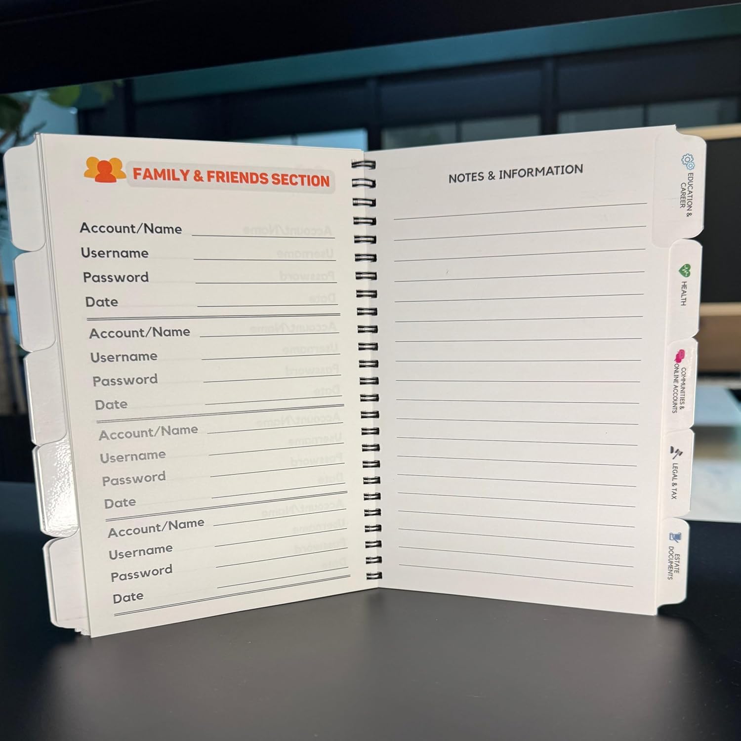 Nokbox Companion Password Book - Password Book With Category Tabs For Easy Organization - Image 4
