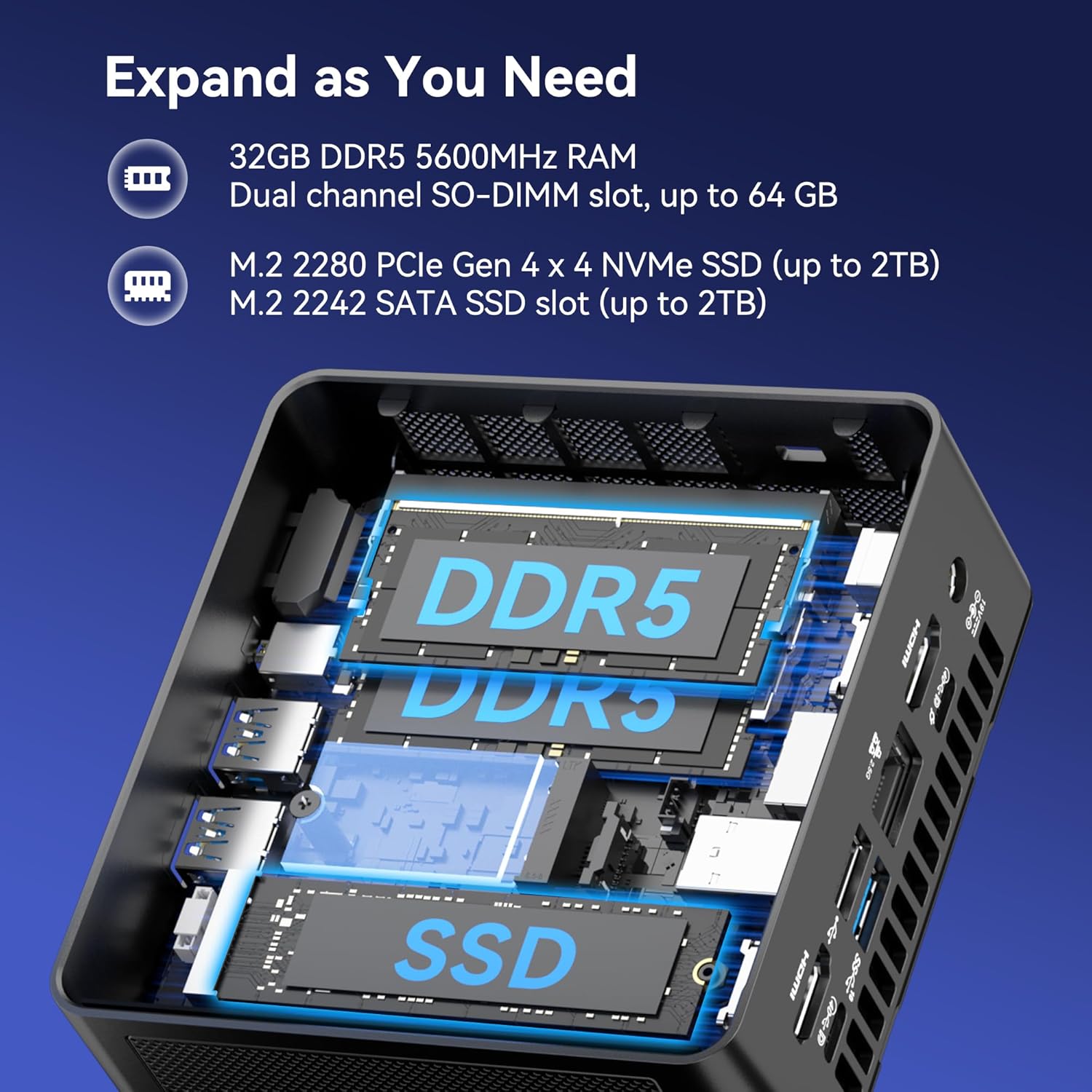 GEEKOM IT15 Mini PC (3-Year Quality Support) with The Most Powerful 15th Gen Intel Core Ultra9-285H, 32GB DDR5& 2TB M.2 2280 NVMe Gen4*4 SSD, Mini Desktop Win11 Pro, WiFi7/BT5.4/Dual 2.5G LAN/USB4/8K - Image 3