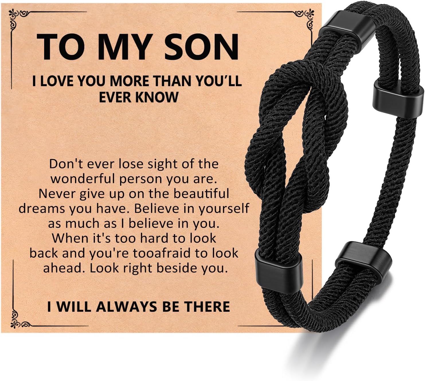 PINKDODO Adjustable Infinity Knot Bracelet Birthday Valentines Day Christmas Gifts for Son Boys Teens