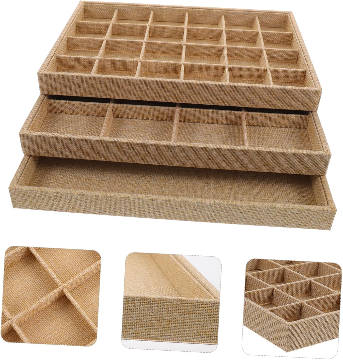 3pcs Jewelry Organizer Tray Multi-compartment Storage Case for Necklaces Rings Earrings Display and Travel Use Practical Jewelry Display Box