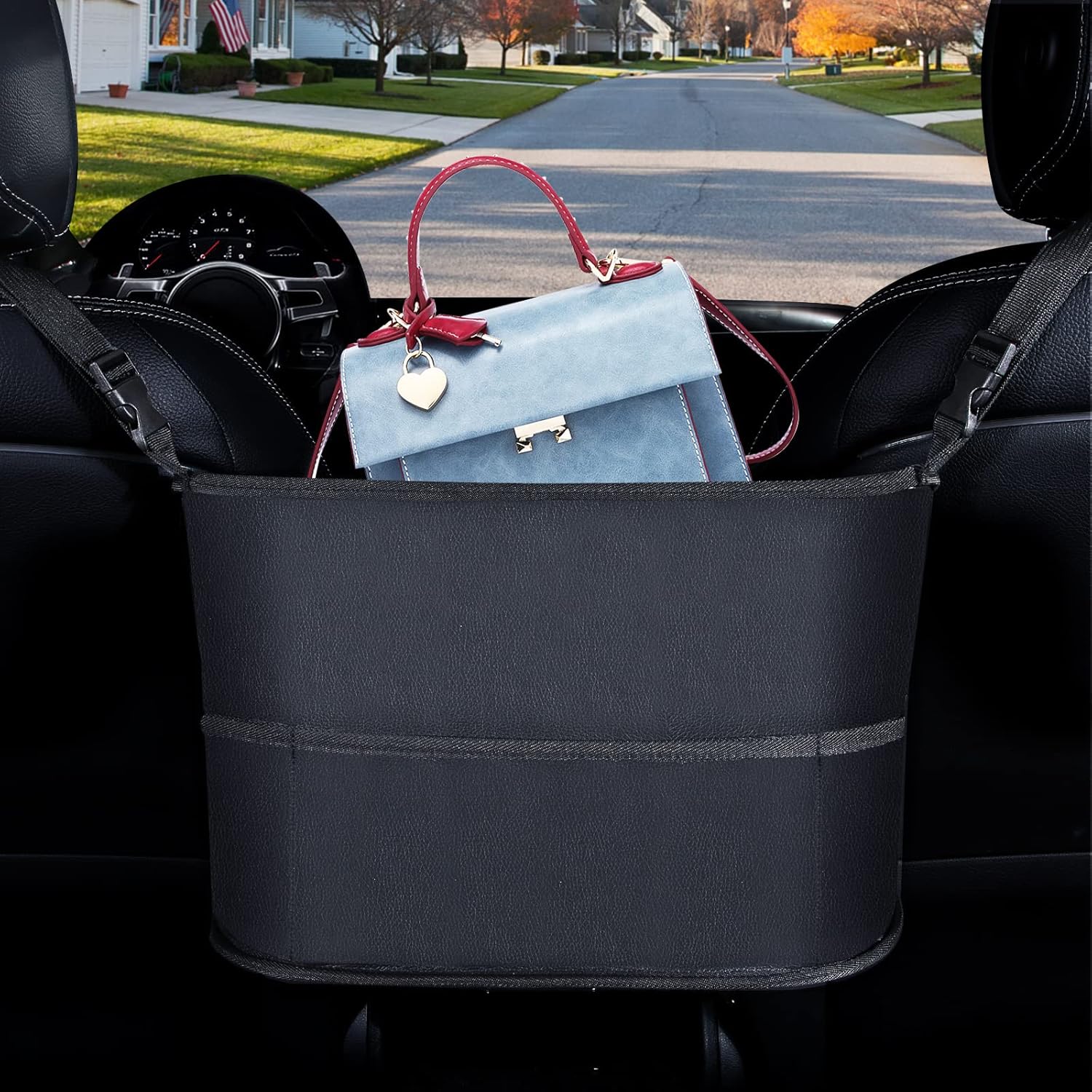 Purse Holder For Car Net Pocket Handbag Holder Car Purse Holder Between