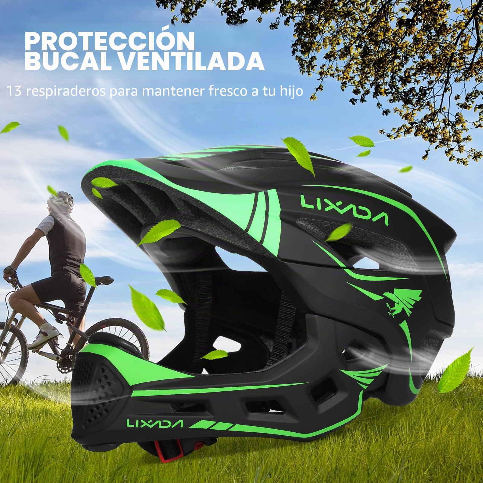 Kids Helmet - Casco integral infantil desmontable para niños, deportes, seguridad, casco de bicicleta, equipo de protección para ciclismo, monopatín, patinaje, patinaje sobre ruedas