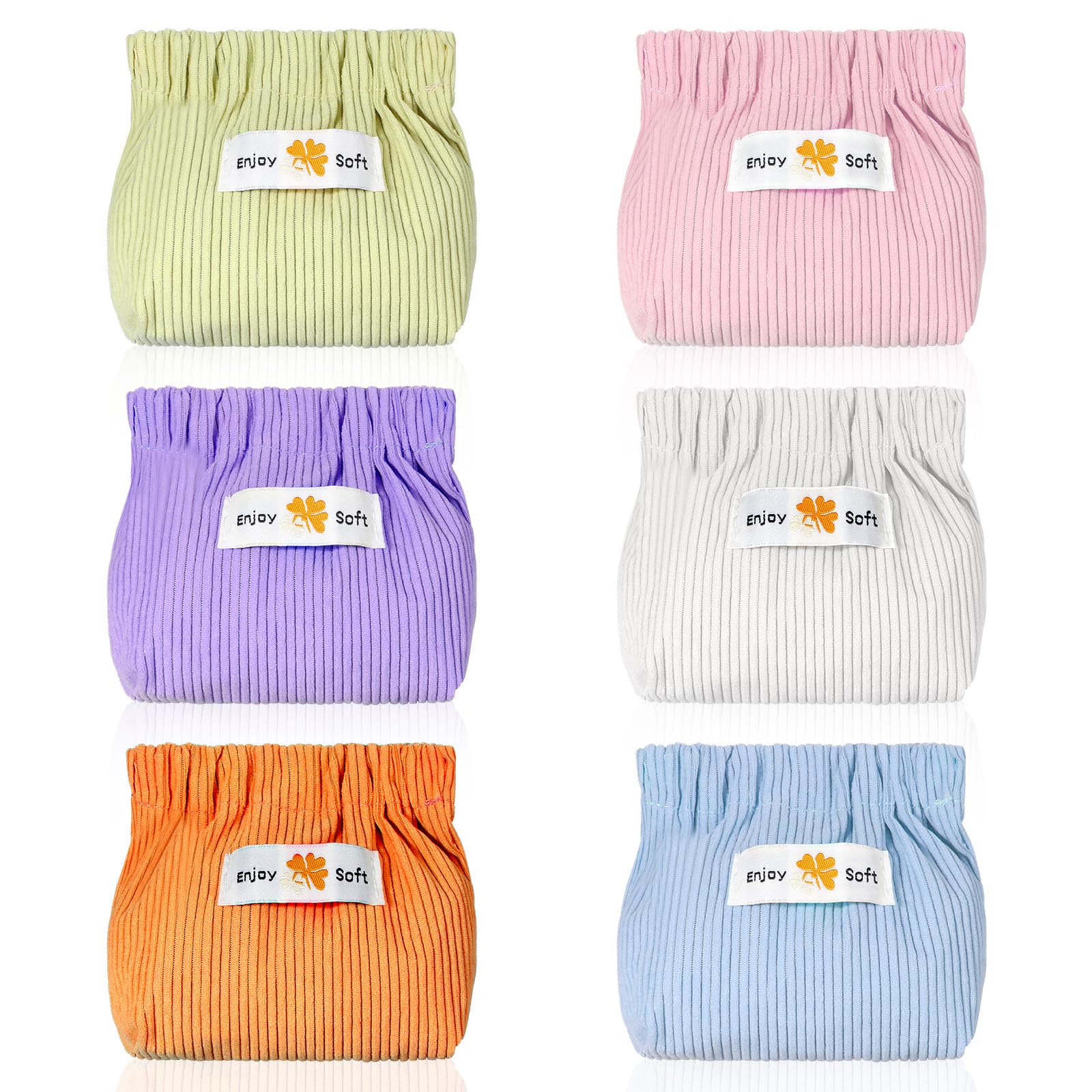 JIEYAO 6Pcs Corduroy Makeup Bags, Elastic Hair Tie Organizer Multicolor Storage Bag Daily Travel Organizer Bag Travel Makeup Pouch Portable Cosmetic