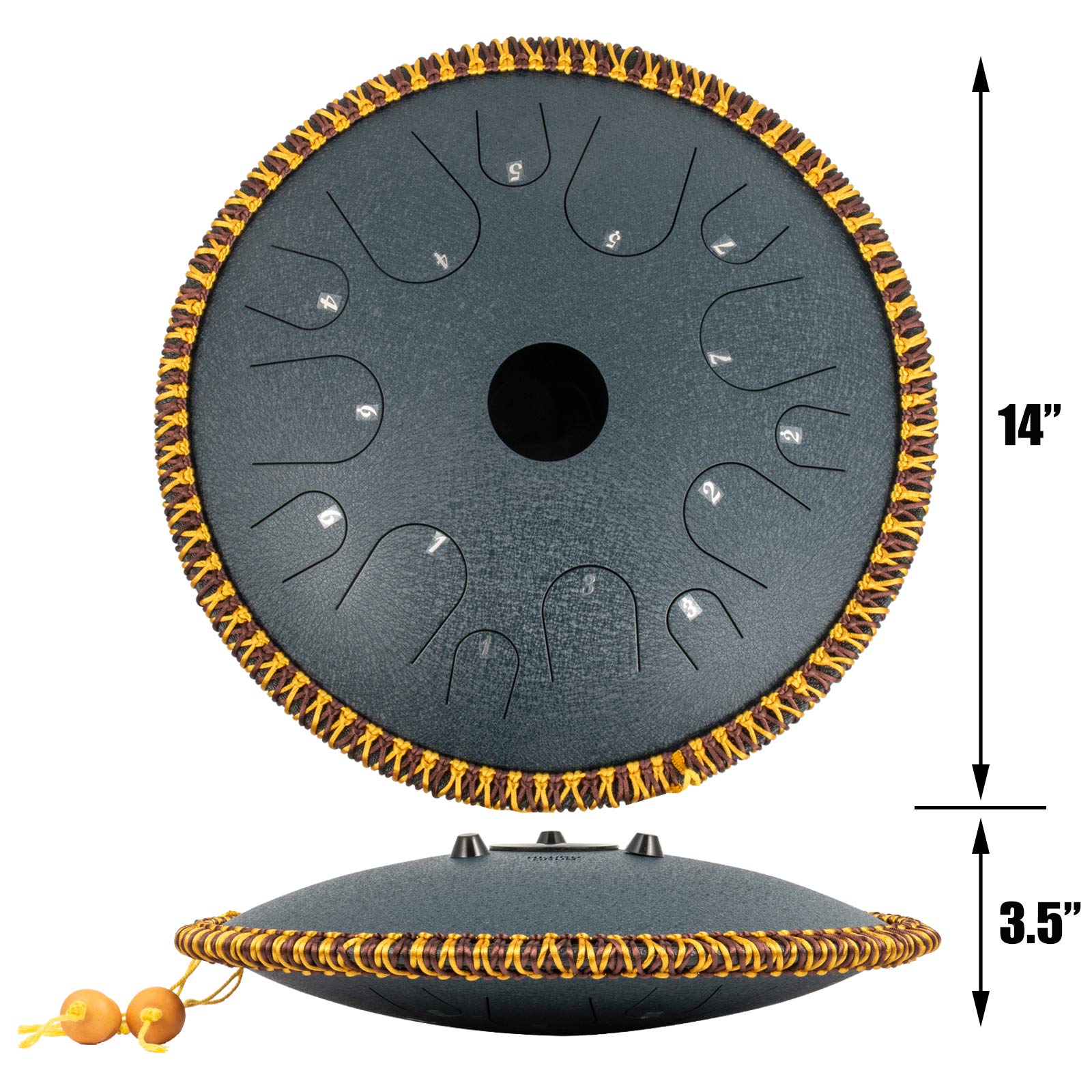 VEVOR Tambour à Main 14 notes, Tambour à Languette 14 pouces, Handpan Instrument de Musique bleu, Idéal pour Méditation Personnelle, Musicothérapeutes, Spectacles