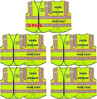 Vista 25 de Chaleco de seguridad reflectante de malla con logotipo personalizado con cremallera Chaleco de alta visibilidad para construcción al aire libre Ropa