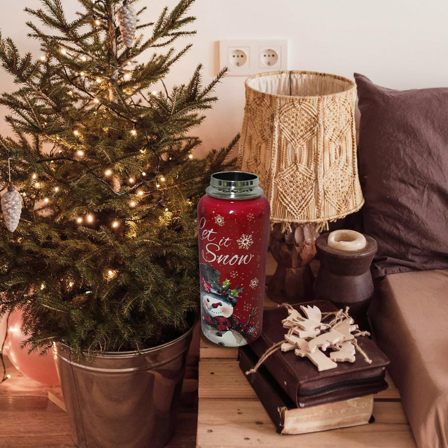 Insulated Christmas Water Bottle 32 oz, Snowman Water Bottle with Straw, Reusable Leakproof Tumbler Stainless Steel, Christmas Gifts for Women - Image 6