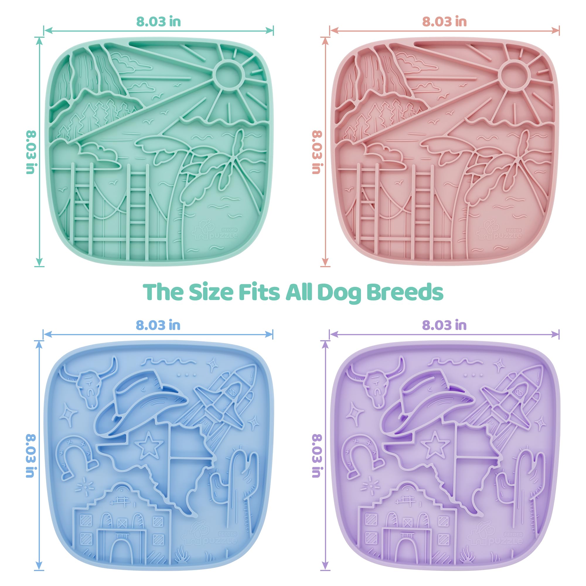 Dog Lick Mat - Silicone Puzzle Feeder Mat For Slow Eating, Mental Stimulation & Anxiety Relief, Freezable, Green
