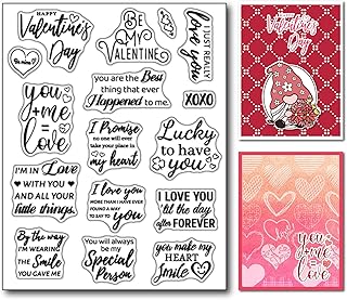 Arbuya Happy Valentine's Day Sentiment Clear Stamps for Card Making or Journaling, Valentines Day Sayings Verses Phrase Silicone Stamps for Journals Scrapbooking Paper Crafts Decoration