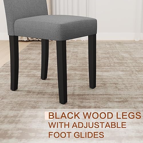 Miniatura 8 de Juego de 2 sillas de comedor tapizadas de tela moderna, sillas de comedor de diseño elegante (gris juego de 2)