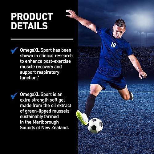 Miniatura 9 de OmegaXL Suplemento deportivo extra fuerte de recuperación muscular y suplemento de apoyo respiratorio, mejora DOMS y ROM, aceite de mejillón de