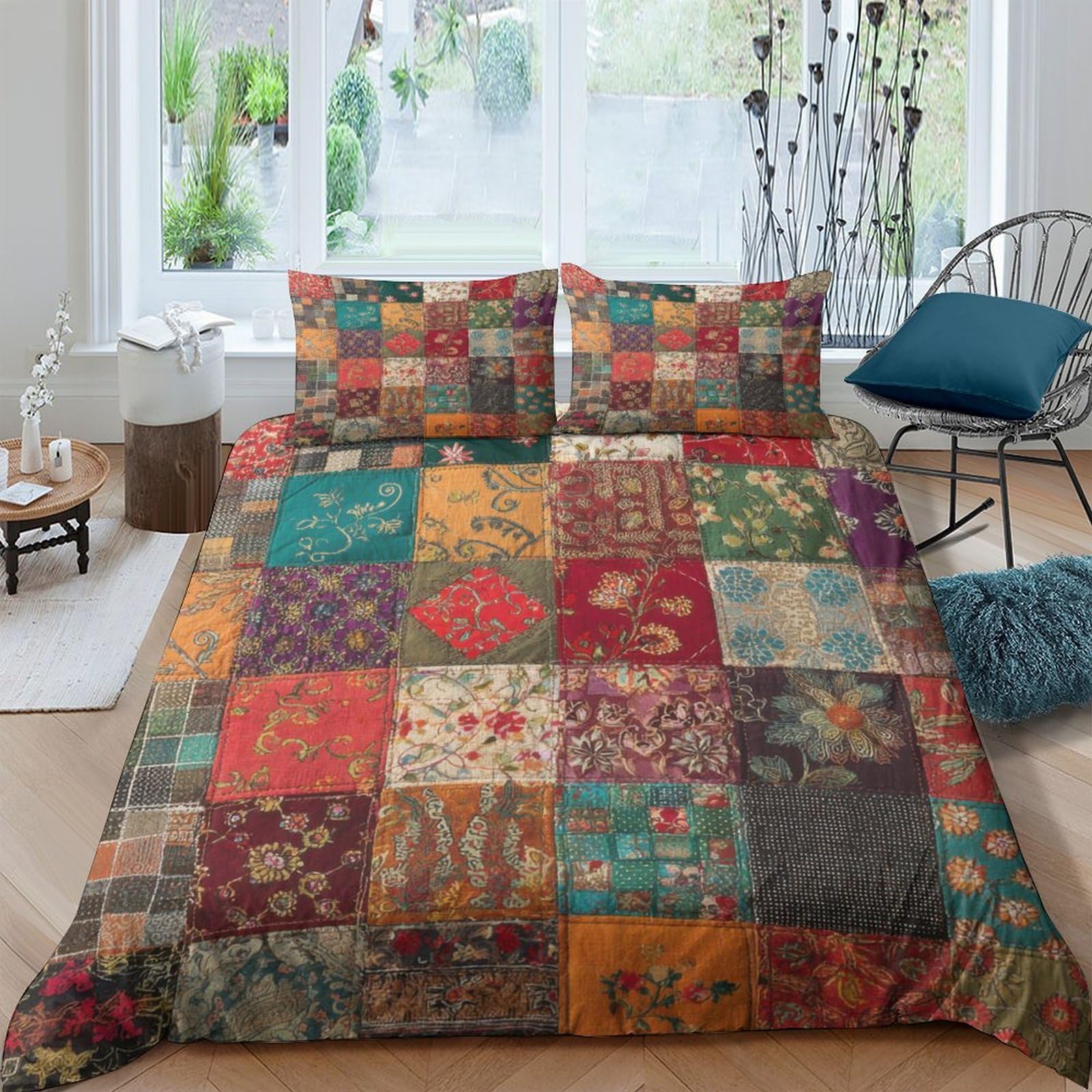 Ctjqhvkz Style-6 3D Printed Boho Patchwork Fitted Sheet Microfiber Ethnic Geometric Bed Cover For Bedroom Guest Room Home Decor Single（135X200cm）