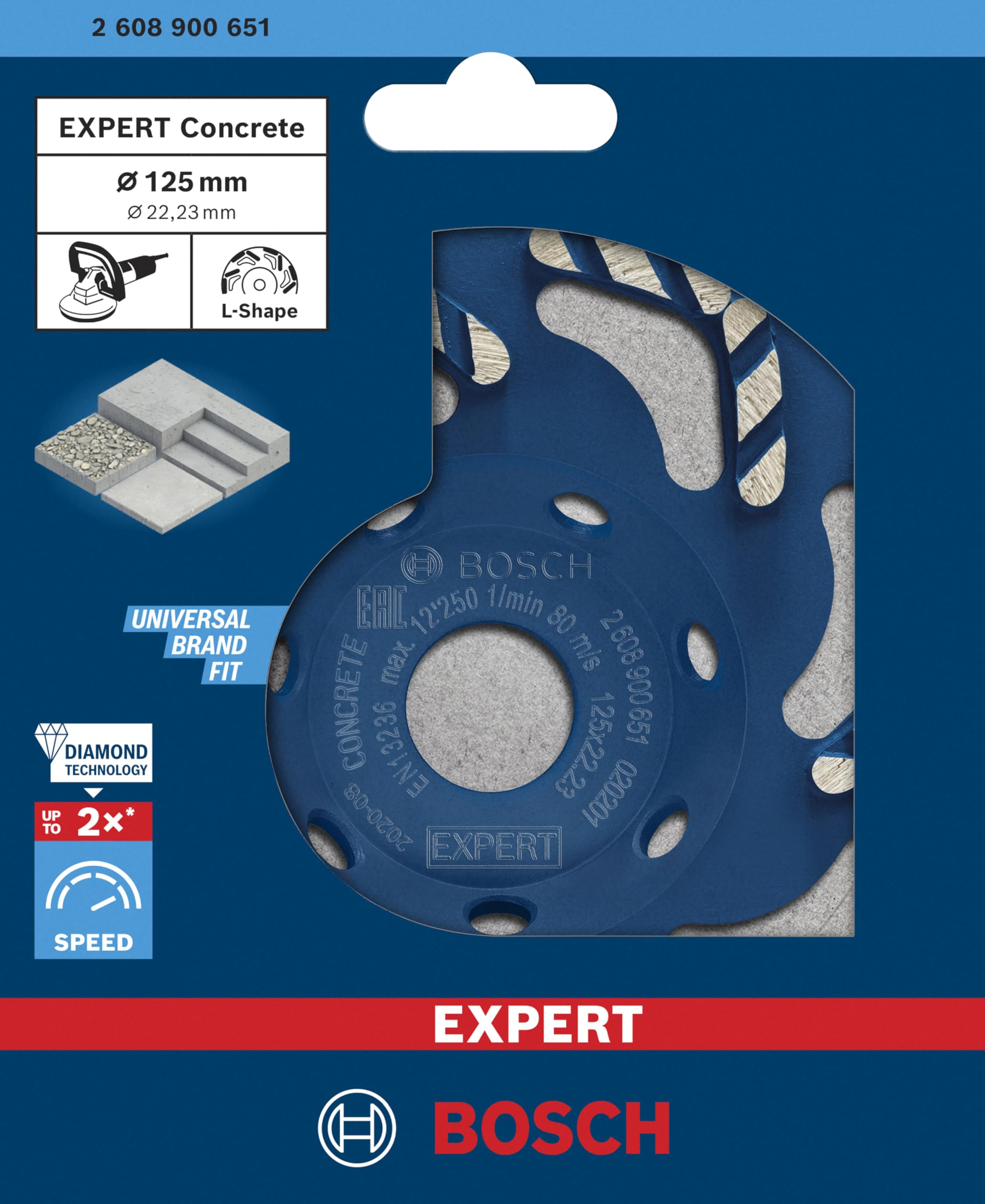 Bosch Professional 1x Mole a Tazza diamantata Expert ConcRete per Calcestruzzo, Ø 125 mm, Accessorio Levigatrice per calcestruzzo