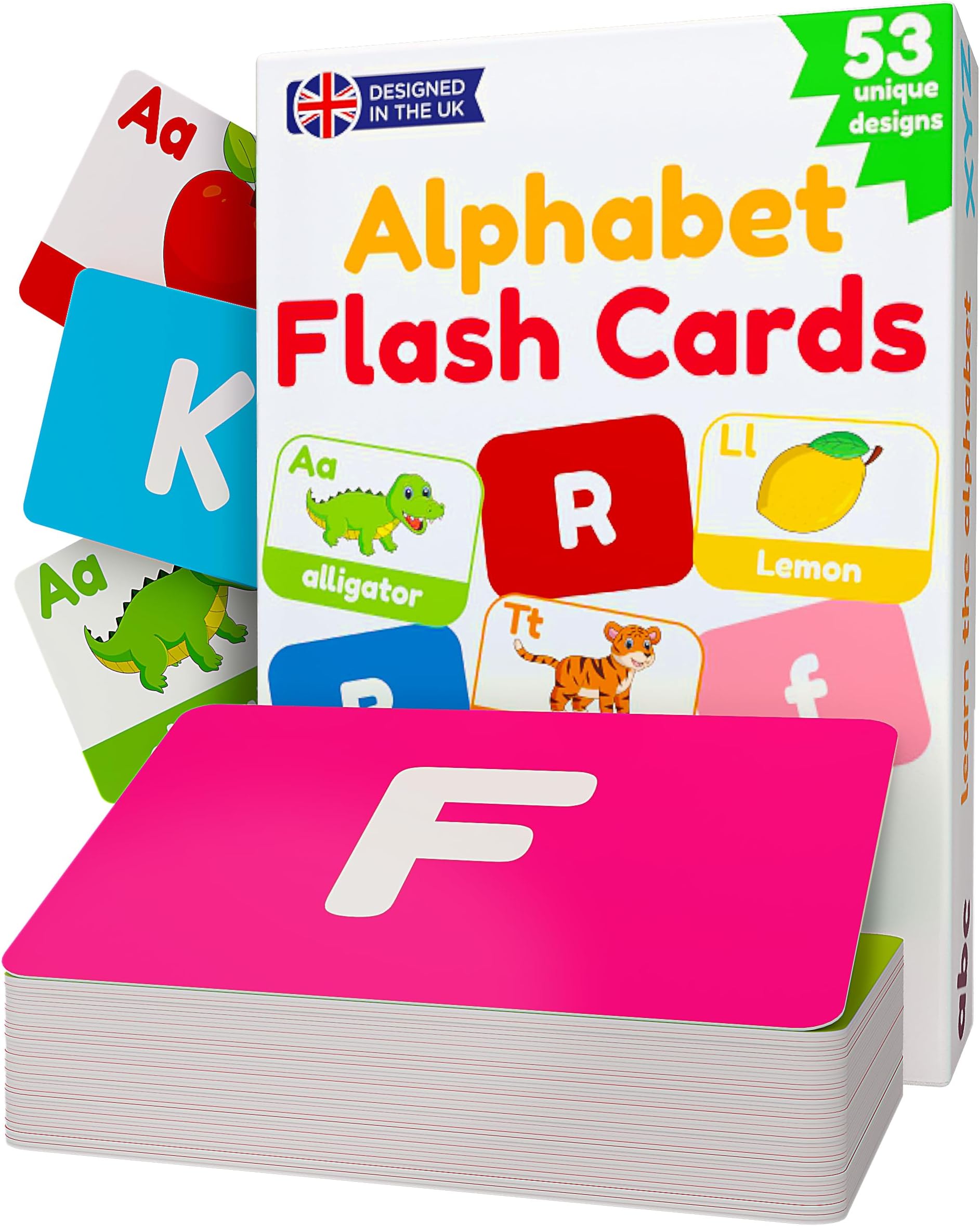 Alphabet Flash Cards for Toddlers – 52 ABC Learning Cards with Upper & Lower case Letters, Animals & Objects – Baby & Preschool Educational Flashcards for Kids Ages 1–5 Years