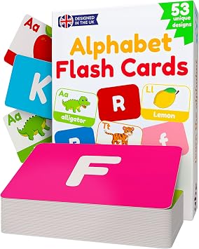 Alphabet Flash Cards for Toddlers   52 ABC Learning Cards with Upper & Lower case Letters, Animals & Objects   Baby & Preschool Educational Flashcards for Kids Ages 1 5 Years