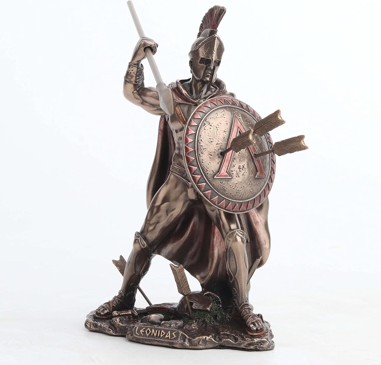 Veronese Design 6 1/8 Inch Spartan King Leonidas Spear and Shield Cold Cast Resin Bronze Finish Sculpture