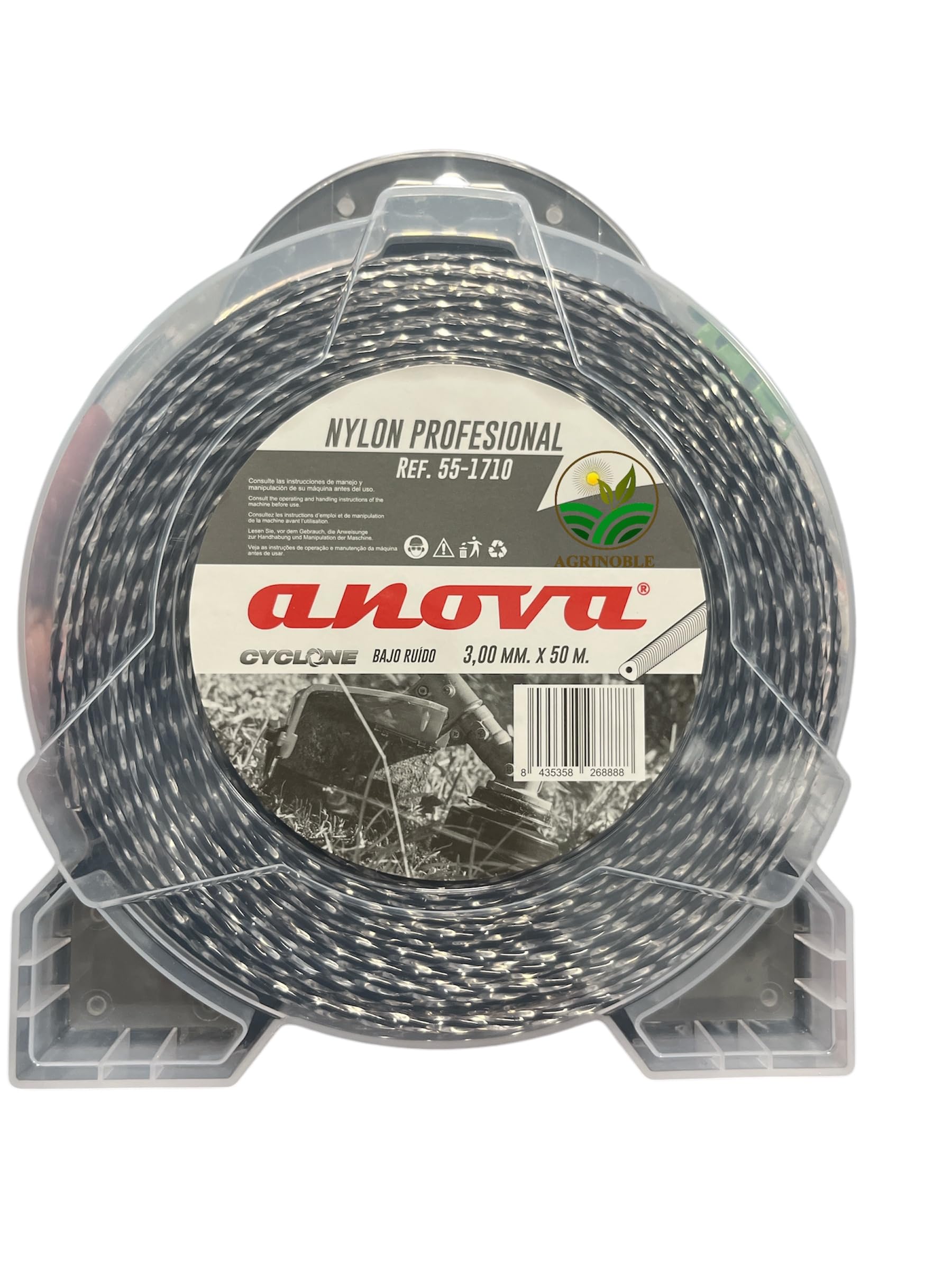 Filo decespugliatore in nylon intrecciato bicomponente professionale 3,00 mm x 50 m. A.Cyclone