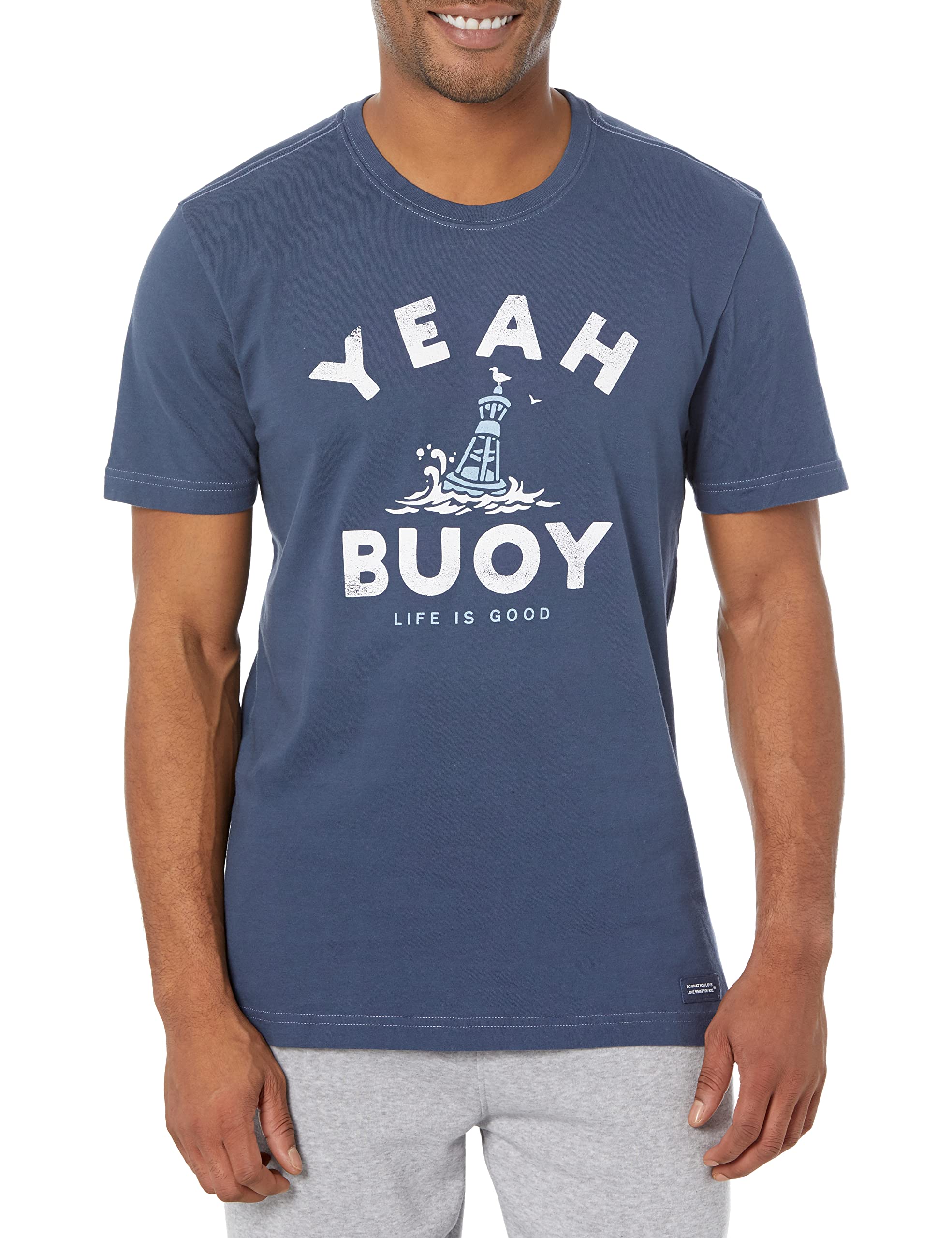 Life is Good Men's Crusher Tee Yeah Buoy, Darkest Blue