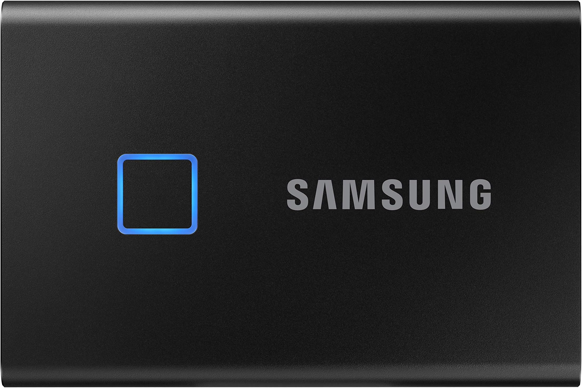 Samsung MU-PC1T0K/WW Portable SSD T7 TOUCH USB 3.2 With Fingerprint And Password Security - 1TB, Black
