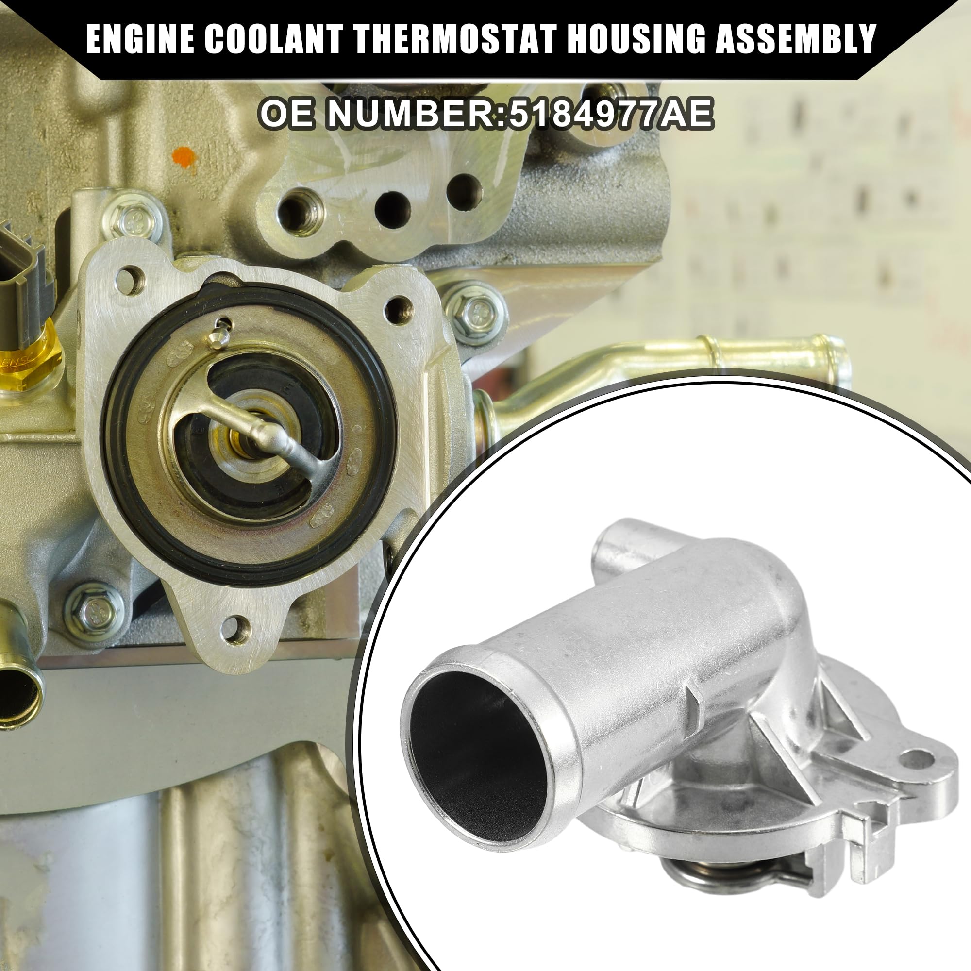 Zespół obudowy termostatu silnika 5184977AE Pasuje do Chryslera Dodge'a Ram 1500 2500 3500 1994-2020 Część
