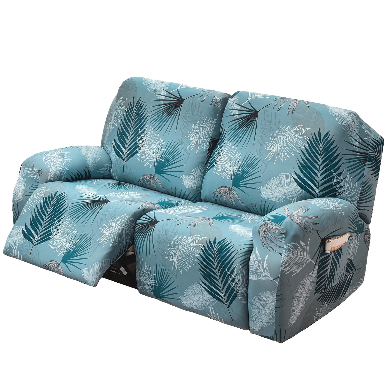 Funda Reclinable de 2 Plaza, 6-Piezas Fundas Reclinables Elásticas, Protector Funda Sillón Relax, Funda Cubre Sofá, Fundas de Sofá Lavables y Elásticas para Muebles (A-09,2 Seater)