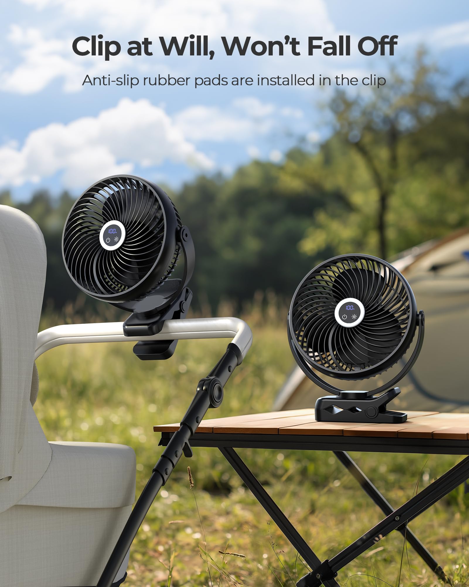 xasla Ventilatore portatile a clip con timer a batteria