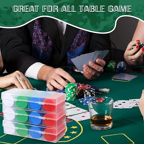 Miniatura 6 de Lewtemi Juego de 300 fichas de póquer de casino con caja de almacenamiento, fichas de bingo en blanco de plástico de 1.45 pulgadas, contadores de
