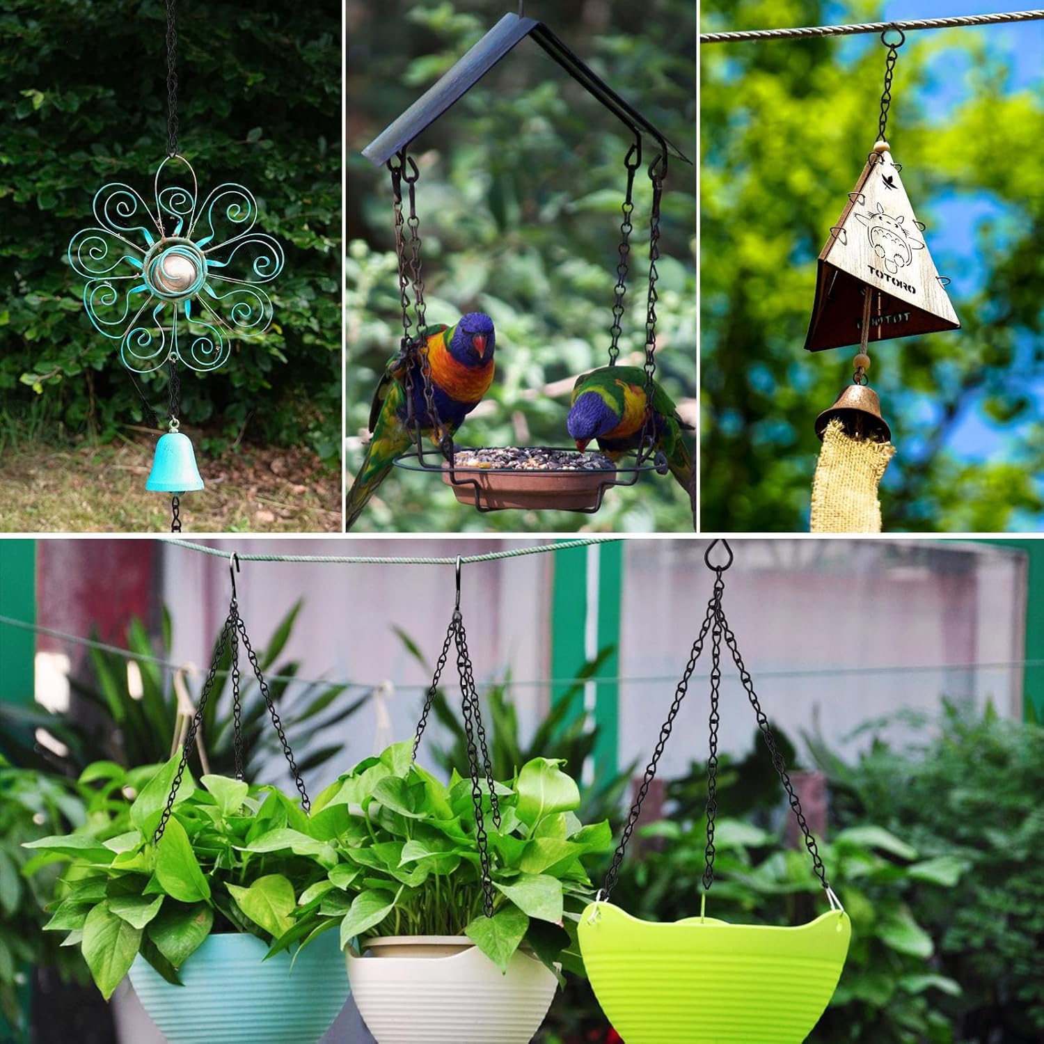 PLULON 15 Pack 10 Inch Hanging Basket Hooks Black Hanging Chains Garden Plant Hanger Chain Clips Outdoor for Flower Baskets, Bird Feeders, Wind Chimes, Lanterns, Ornaments - Image 7