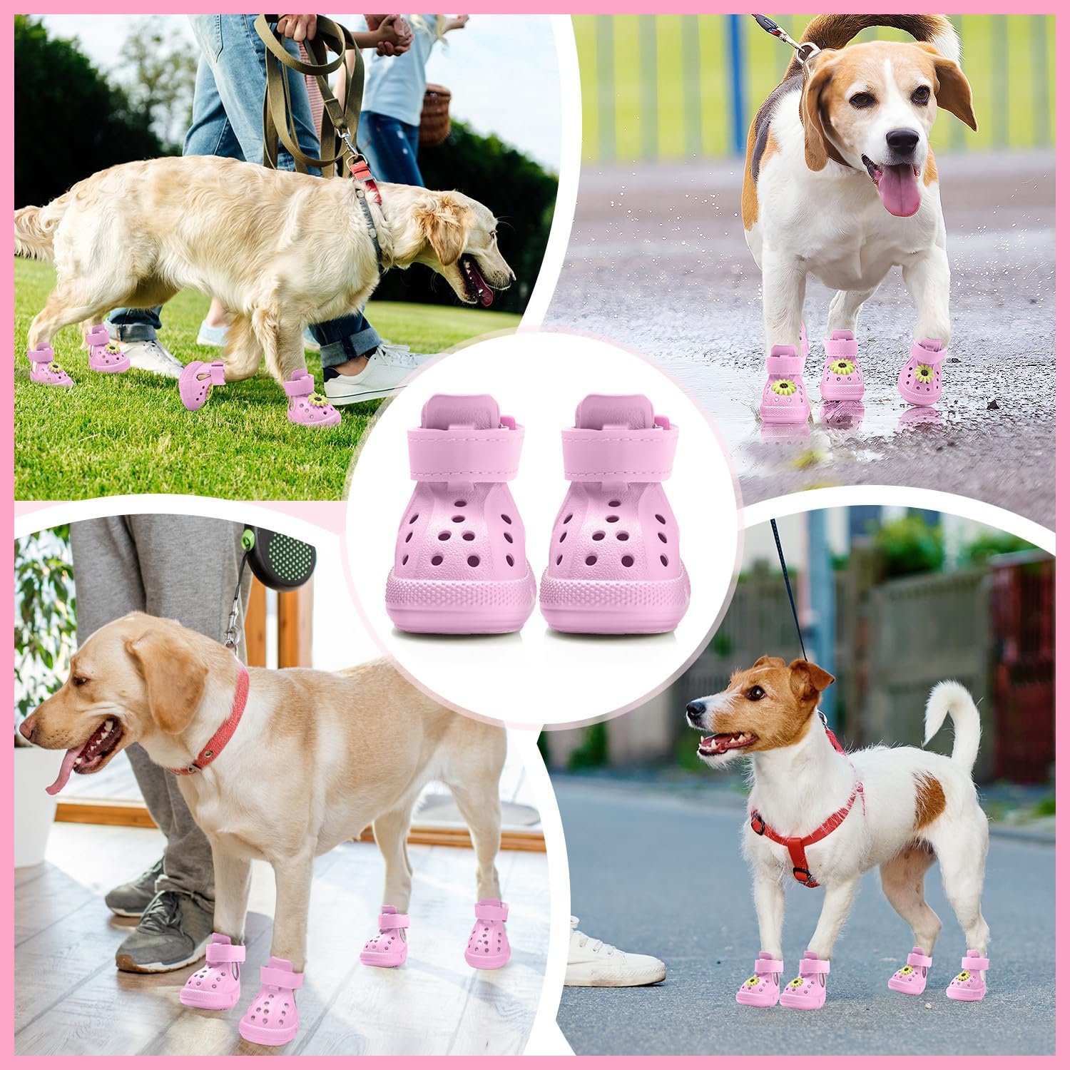 SlowTon Hundeschuhe für heiße Bürgersteige, atmungsaktive, rutschfeste Hundesandalen mit reflektierenden Streifen, einfaches An- und Ausziehen, leicht zu reinigende Sommerschuhchen für Haustiere