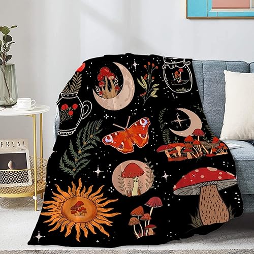 Miniatura 4 de Manta de hongos, regalos para mujeres, suave y acogedora manta de franela de vellón para todas las estaciones, mantas decorativas para sofá, cama,
